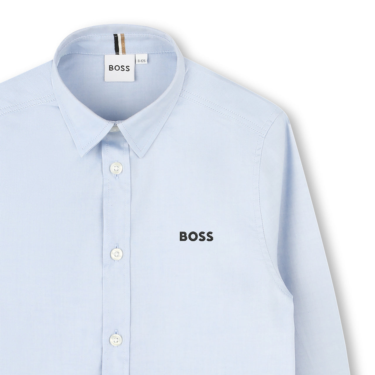 BOSS Camisa para niño azul claro, pequeño logo al frente