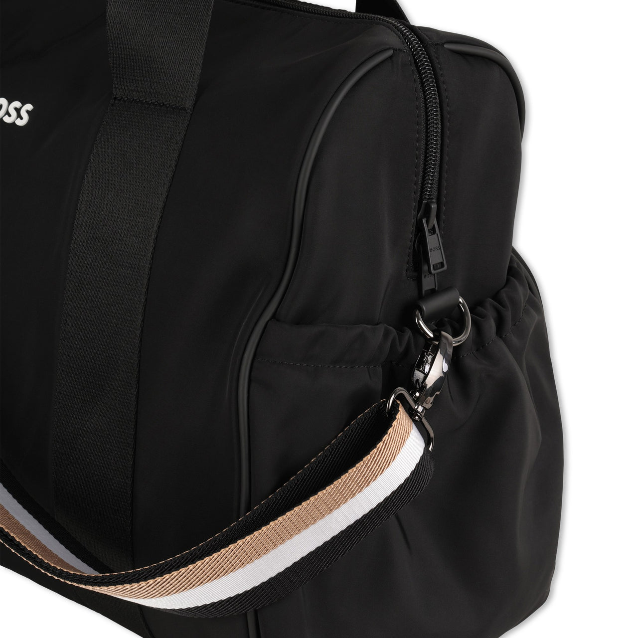BOSS Pañalera con accesorios color negro liso pequeño logo al frente