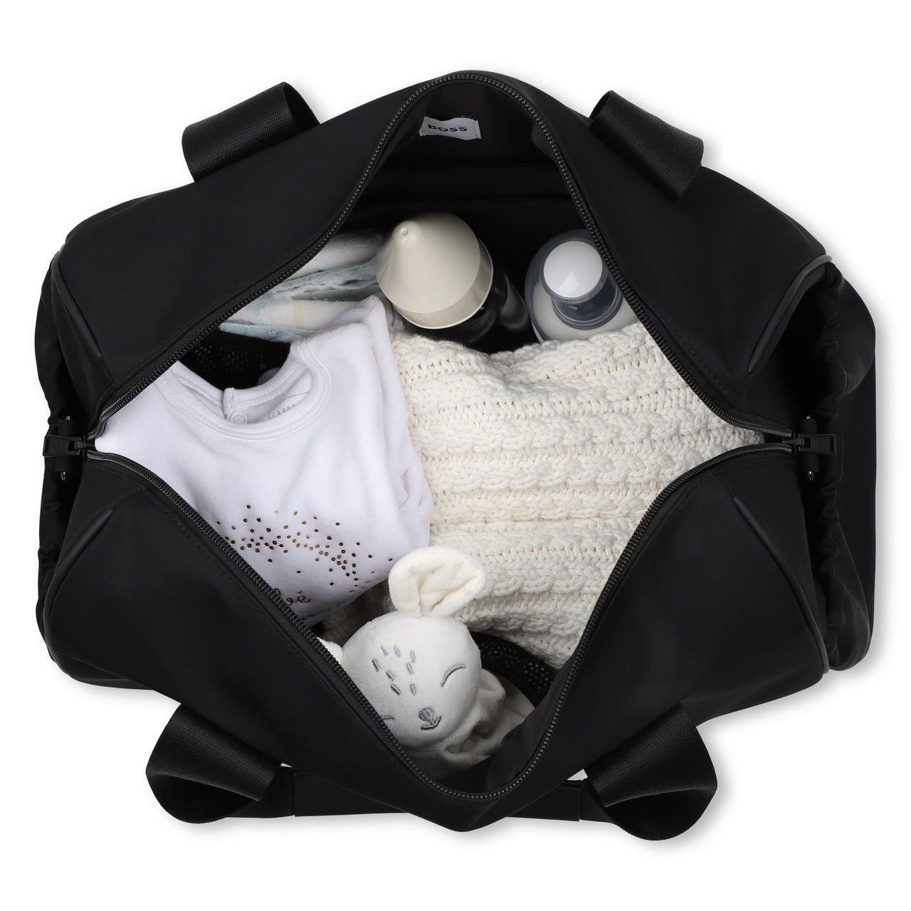 BOSS Pañalera con accesorios color negro liso pequeño logo al frente