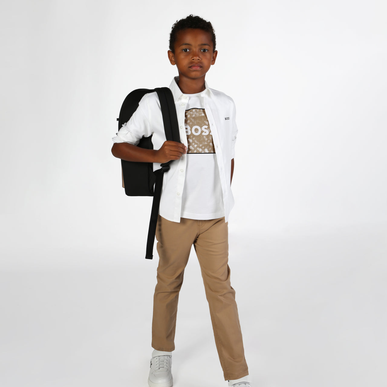 BOSS Pantalon de gabardina para niño y teen, color cookie