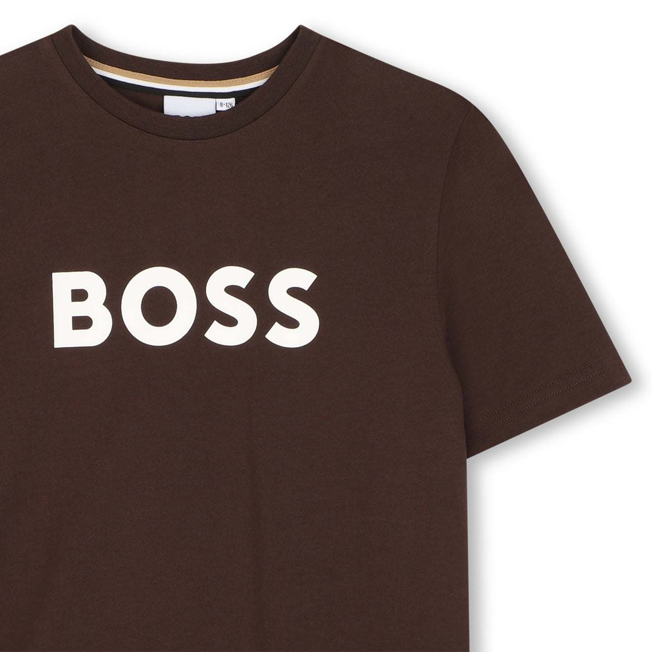 BOSS playera para niño y ñeen color cafe logo al frente