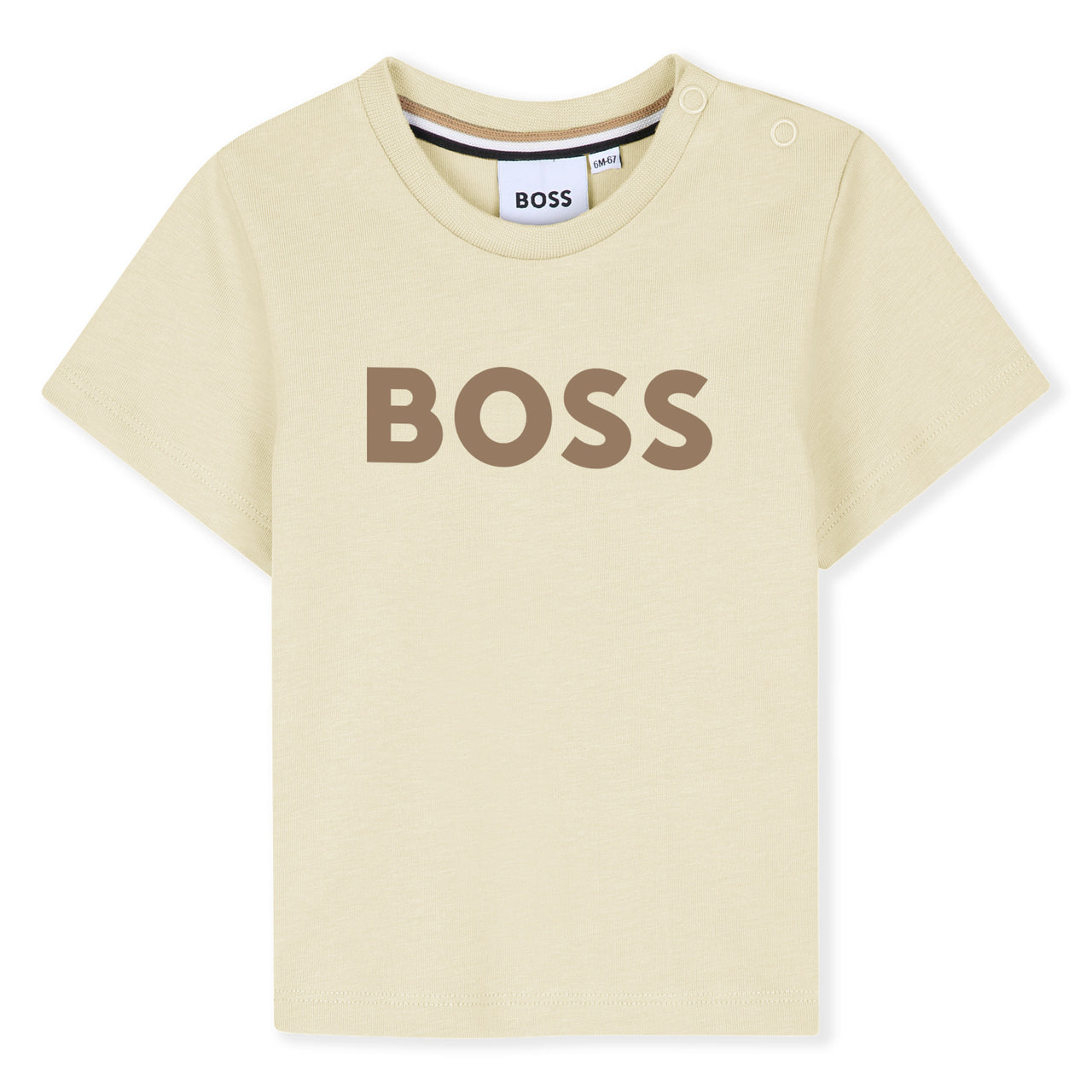 BOSS playera para bebe color crema logo al frente
