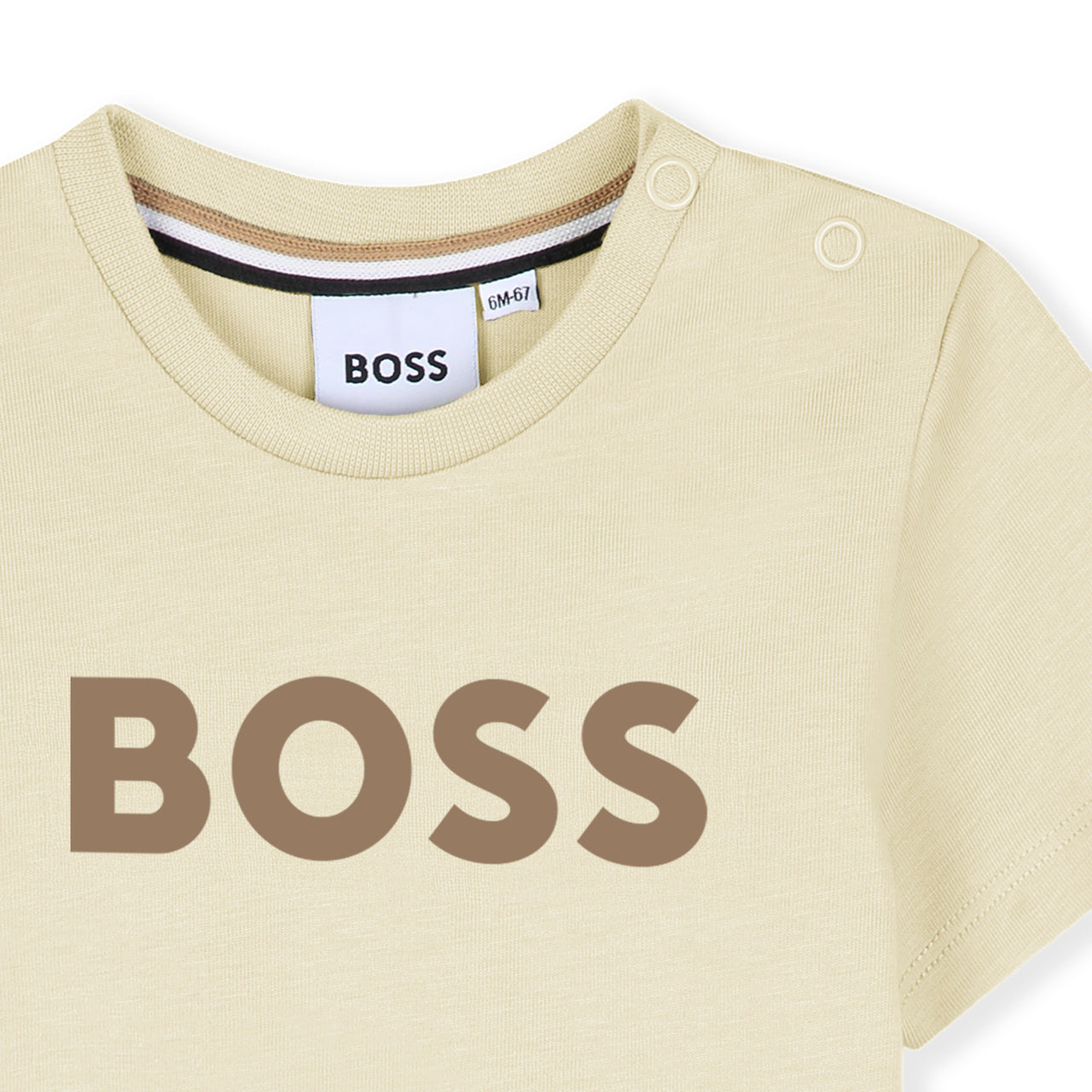 BOSS playera para bebe color crema logo al frente