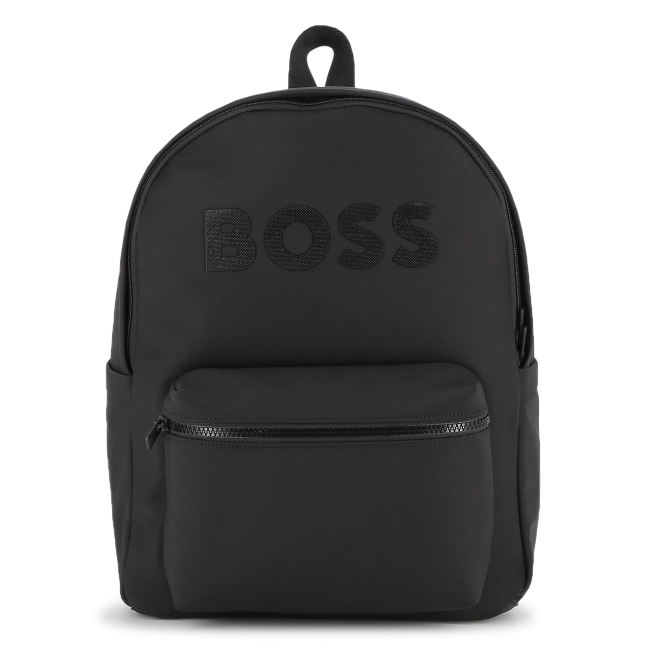 BOSS Backpack para niño y Teen color negro liso logo al tono en relieve