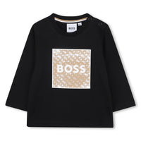 Thumbnail for Boss playera para bebe negra big print logo