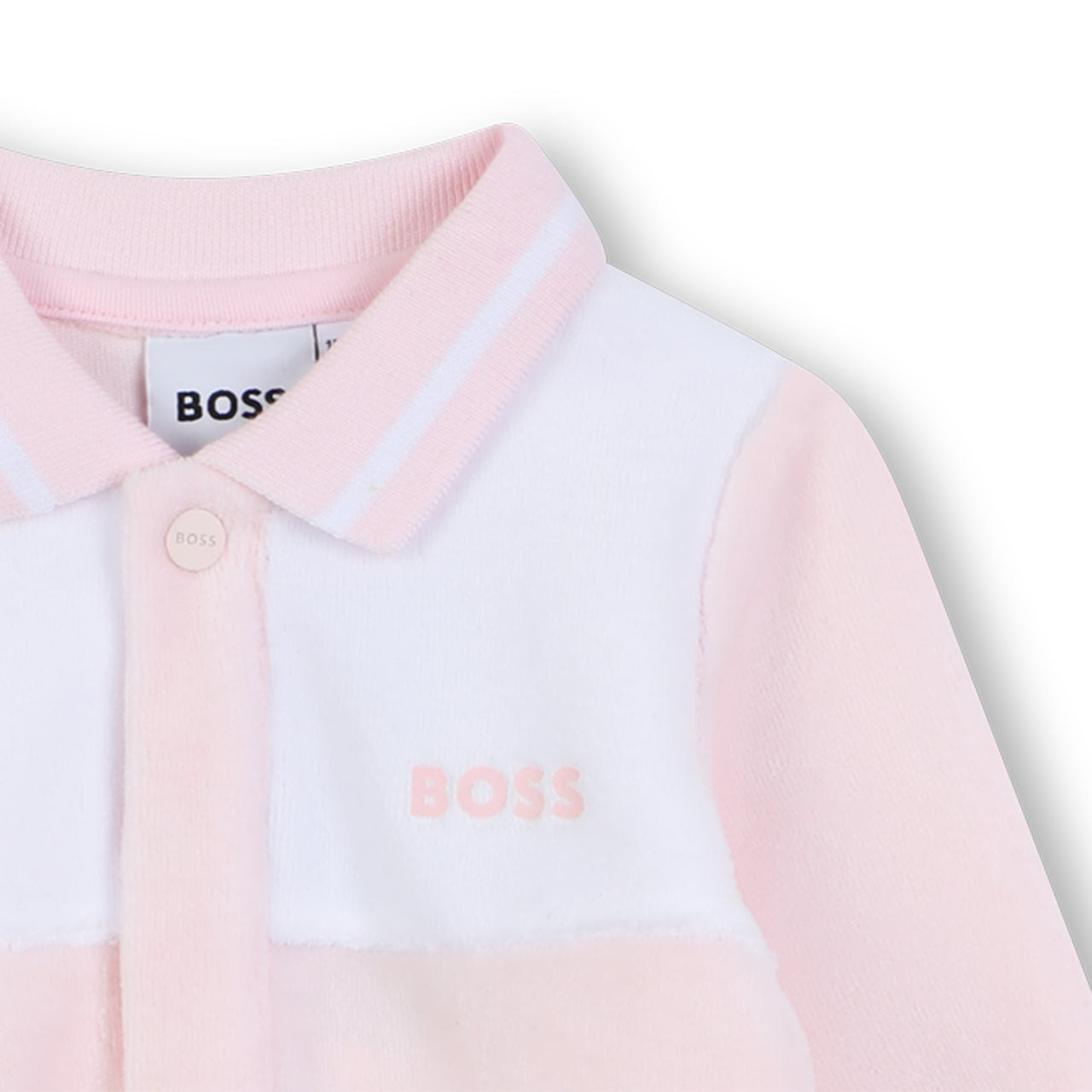Boss mameluco para bebe niña bicolor rosa y blanco