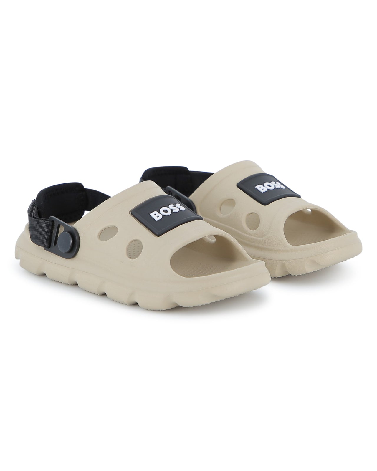 BOSS sandalia para niño y teen, beige y negro, tipo crocs