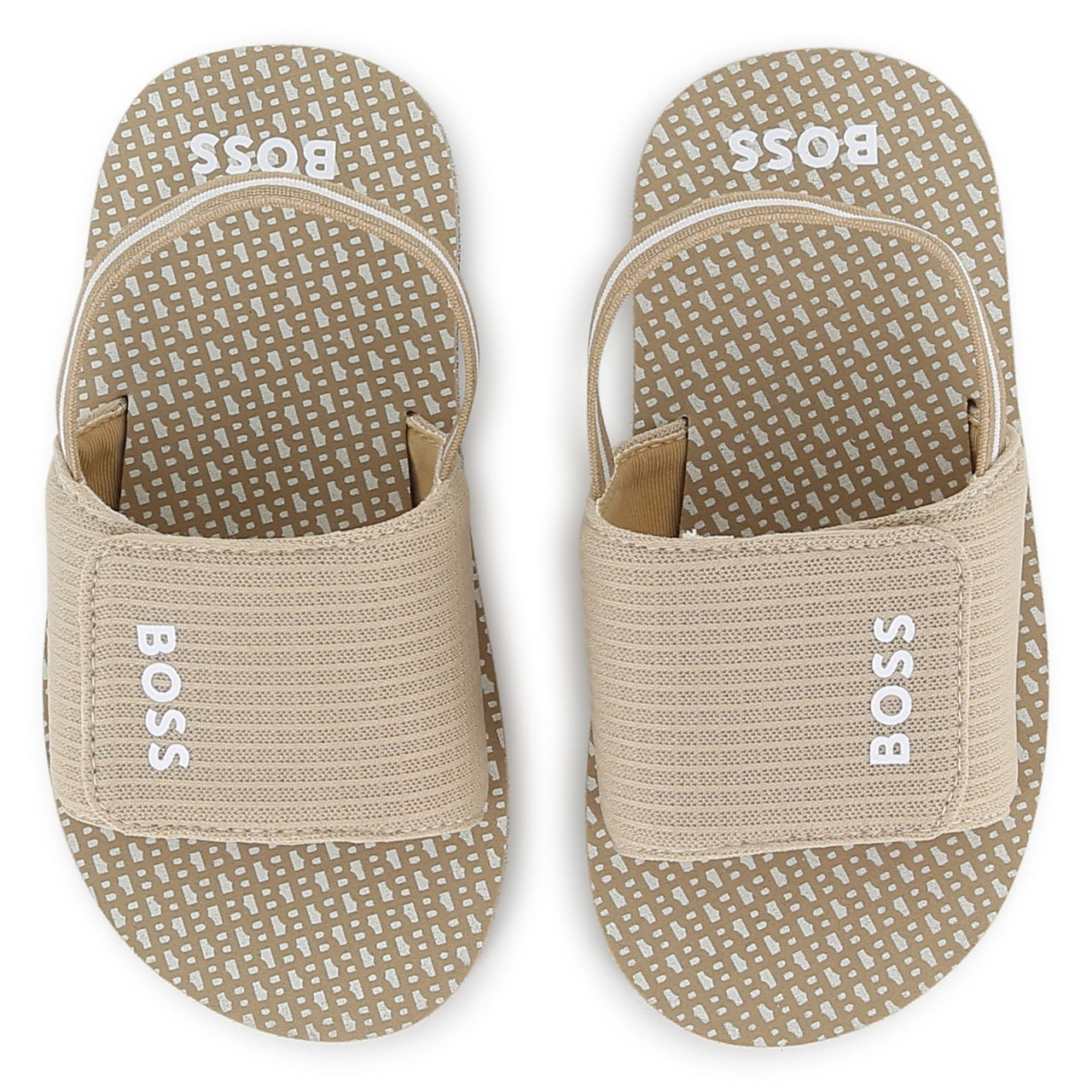 BOSS sandalia para bebe y niño, beige logo blanco ajustables