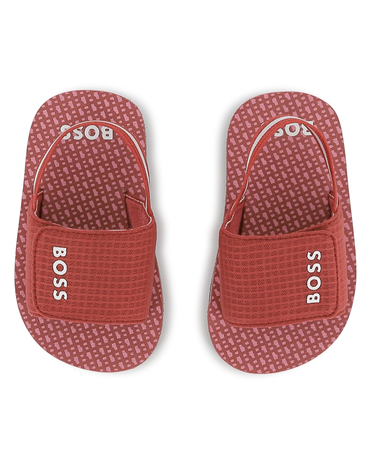 BOSS sandalia para bebe y niño roja, logo blanco ajustables