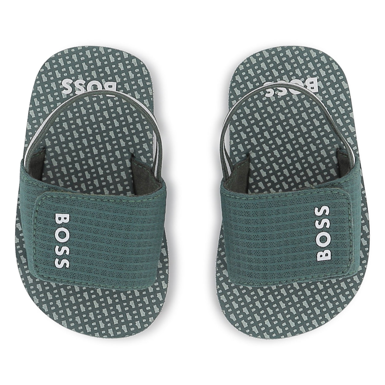 BOSS sandalia para bebe y niño verde, logo blanco