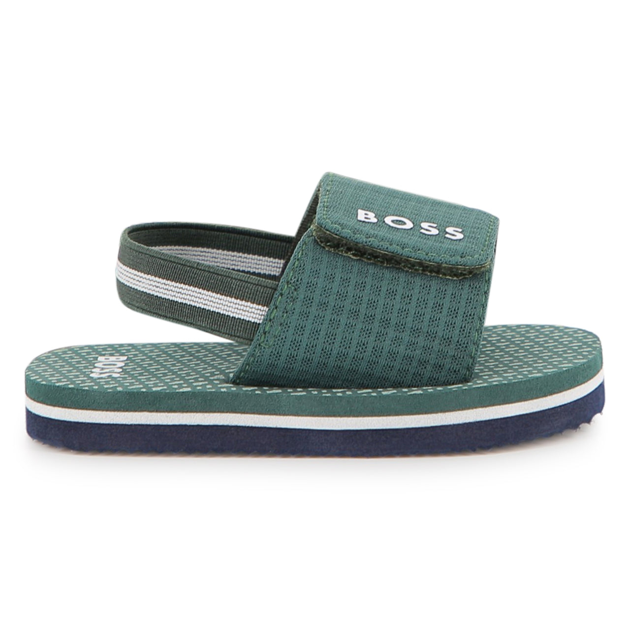 BOSS sandalia para bebe y niño verde, logo blanco