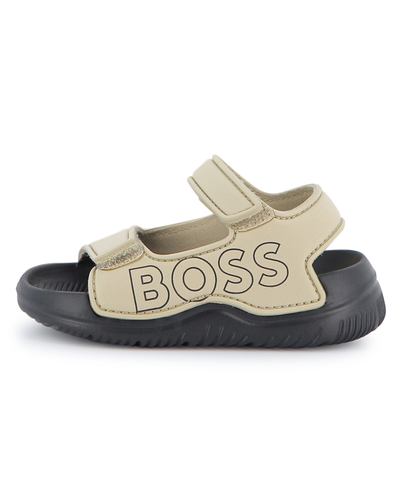 BOSS sandalia para bebe y niño, beige con suela negra