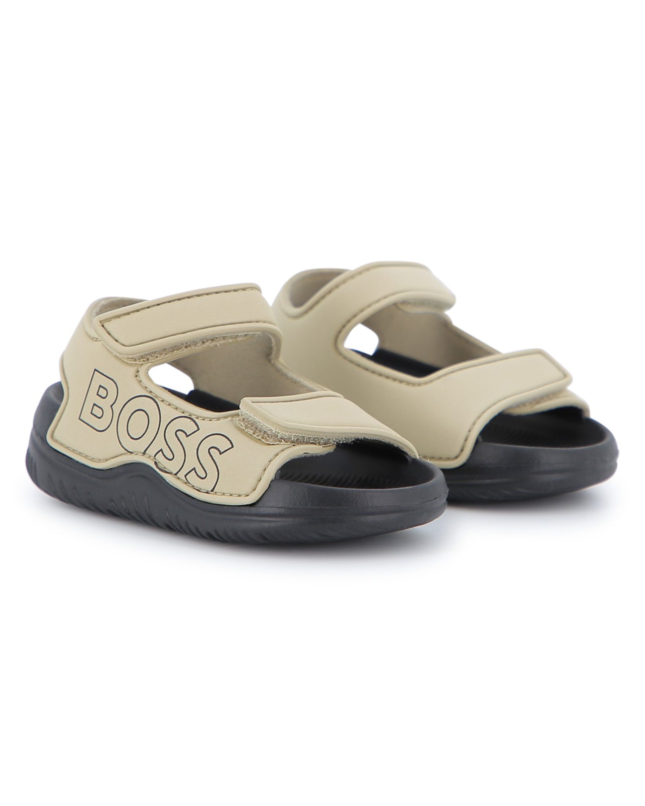 BOSS sandalia para bebe y niño, beige con suela negra