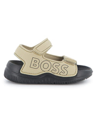 Thumbnail for BOSS sandalia para bebe y niño, beige con suela negra