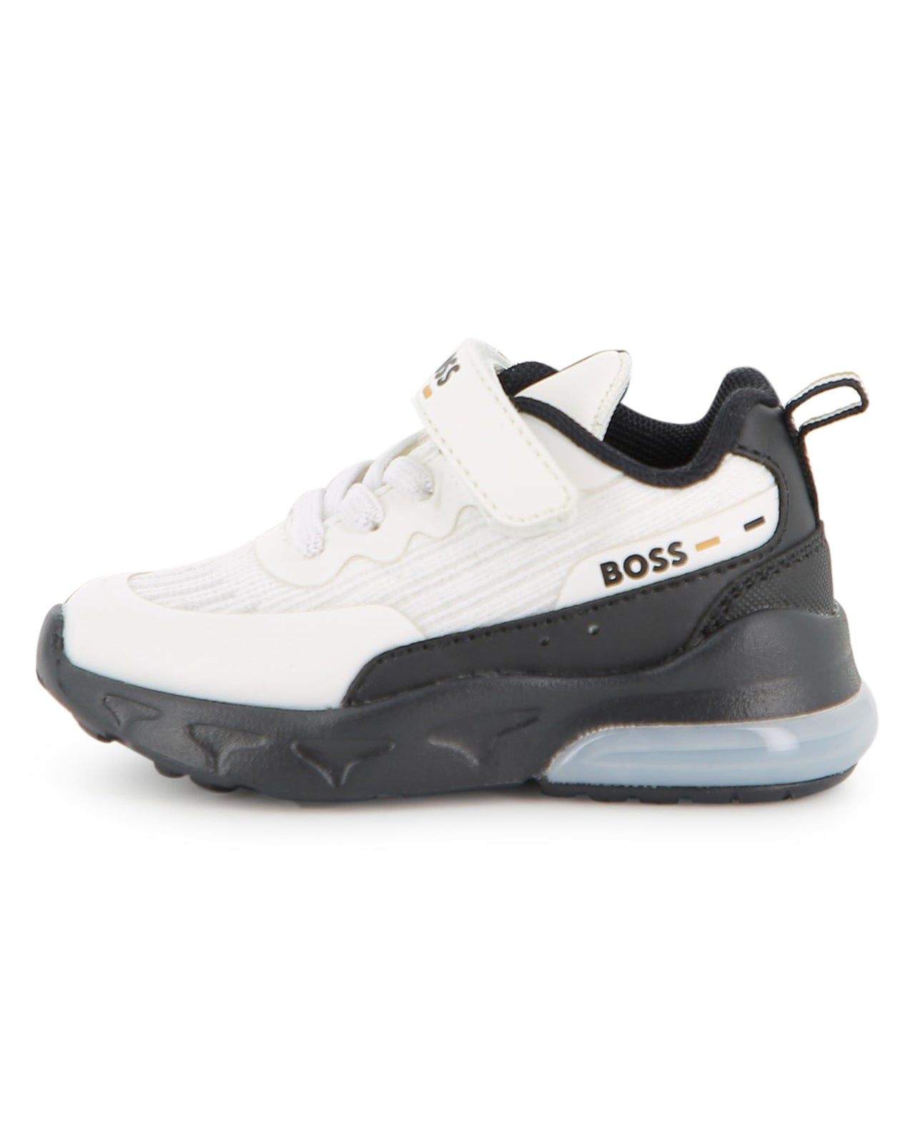 Boss tenis para niño pequeño con agujetas simuladas y velcro en 2 tonos