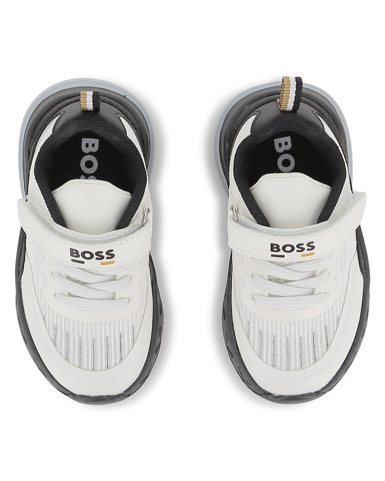 Boss tenis para niño pequeño con agujetas simuladas y velcro en 2 tonos