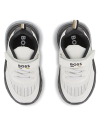 Thumbnail for Boss tenis para niño pequeño con agujetas simuladas y velcro en 2 tonos