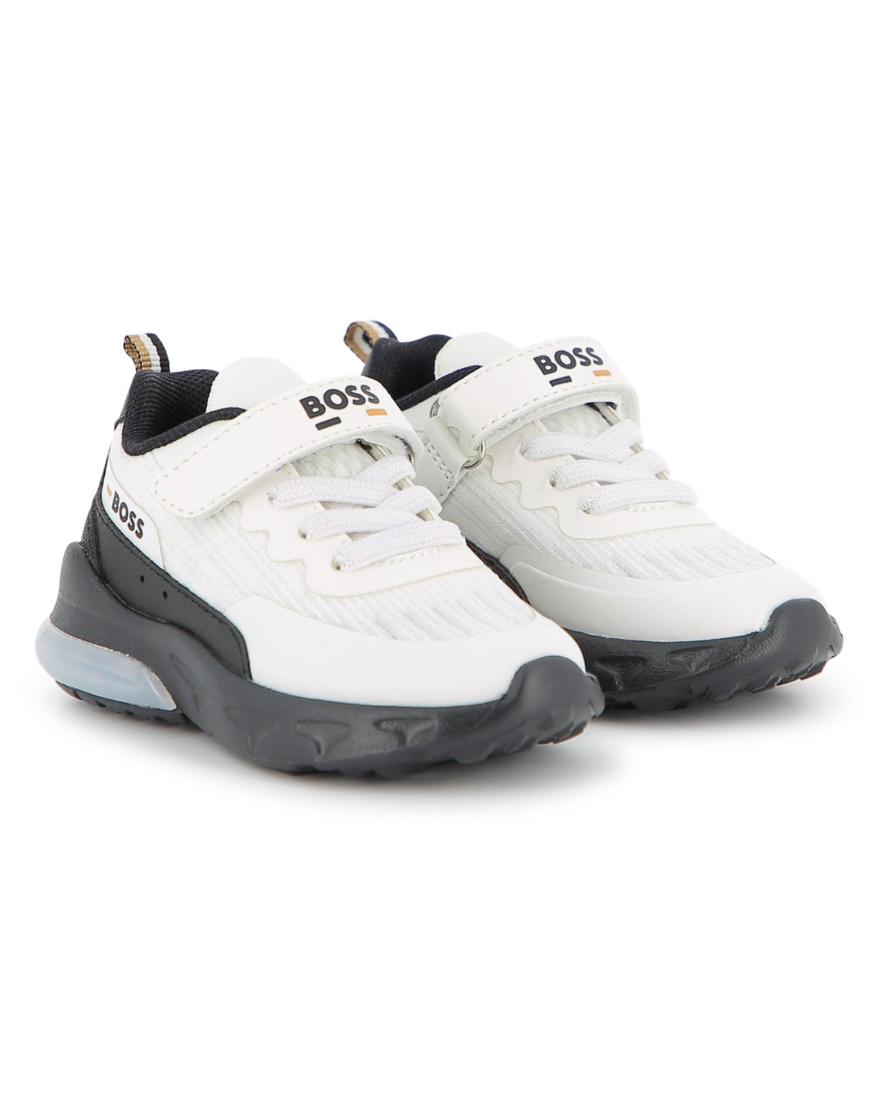 Boss tenis para niño pequeño con agujetas simuladas y velcro en 2 tonos