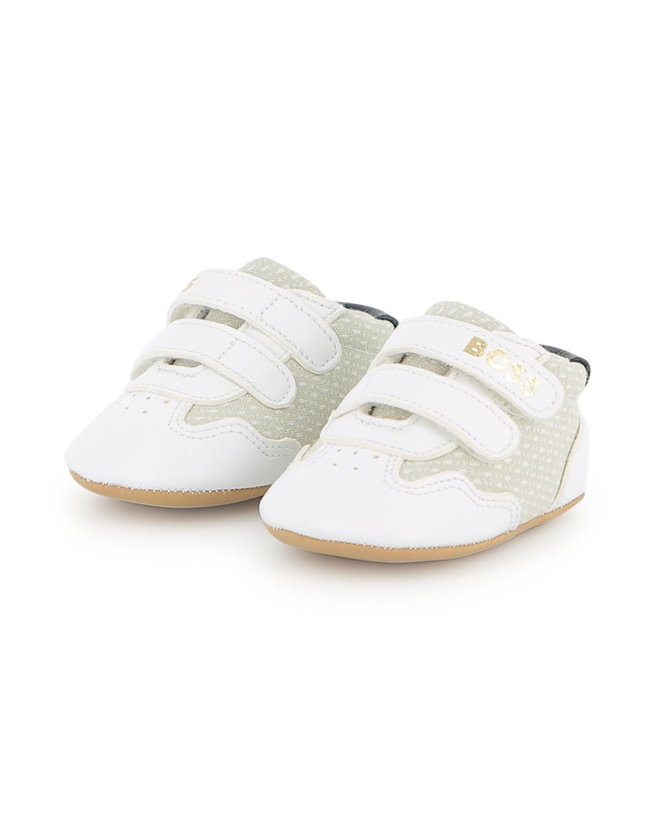 Boss tenis para bebe all over blanco logo dorado unisex