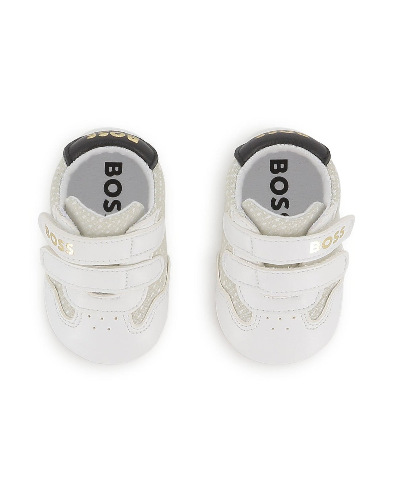 Boss tenis para bebe all over blanco logo dorado unisex