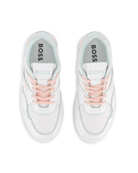 Thumbnail for Boss tenis para niña y teen con agujetas blanco y rosa