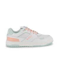Thumbnail for Boss tenis para niña y teen con agujetas blanco y rosa