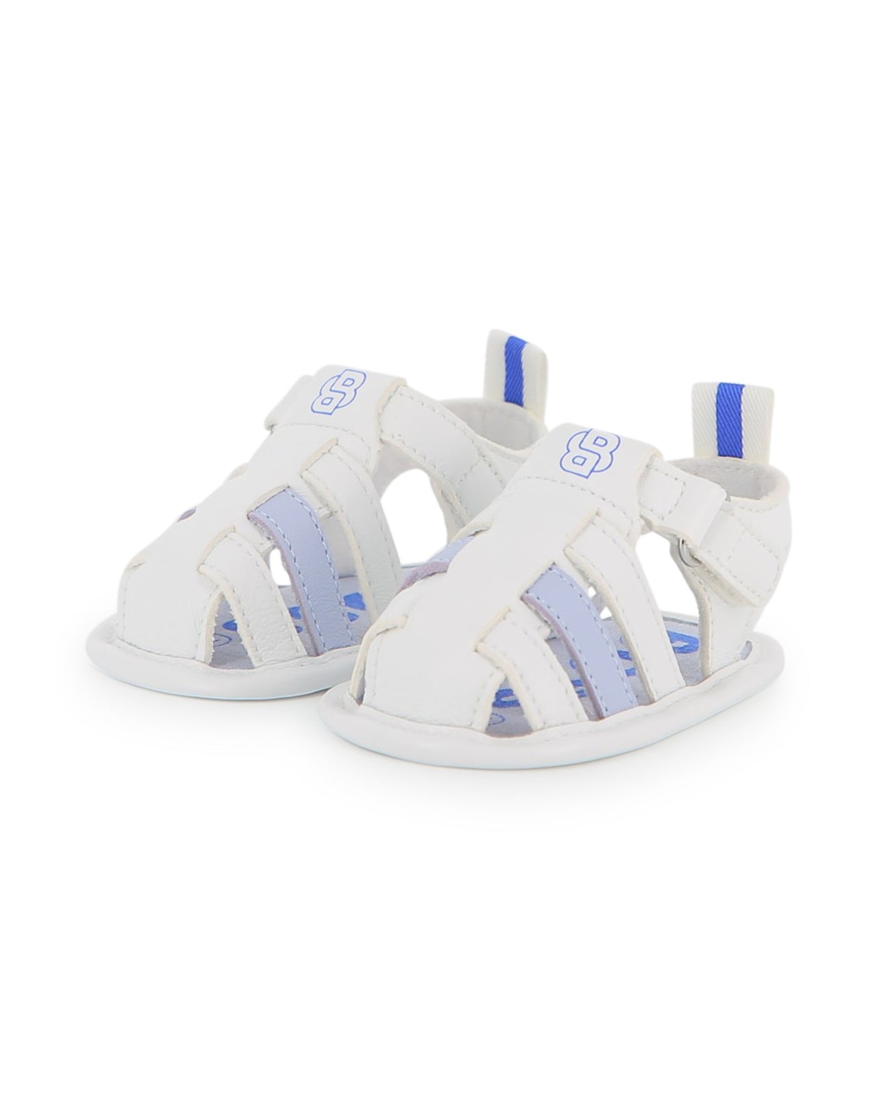 BOSS sandalias para bebé azul cielo con blanco