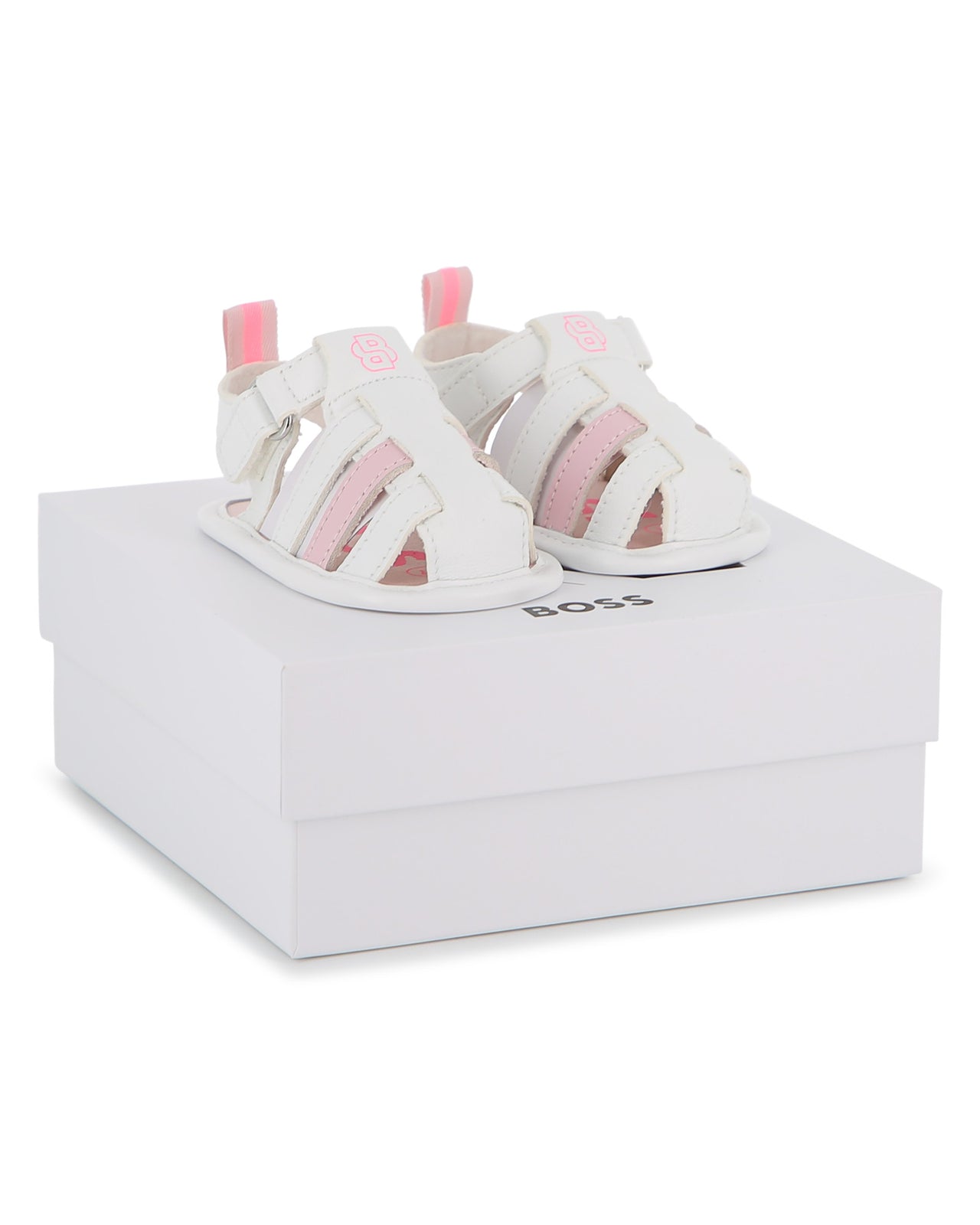 BOSS sandalias para bebé rosacon blanco