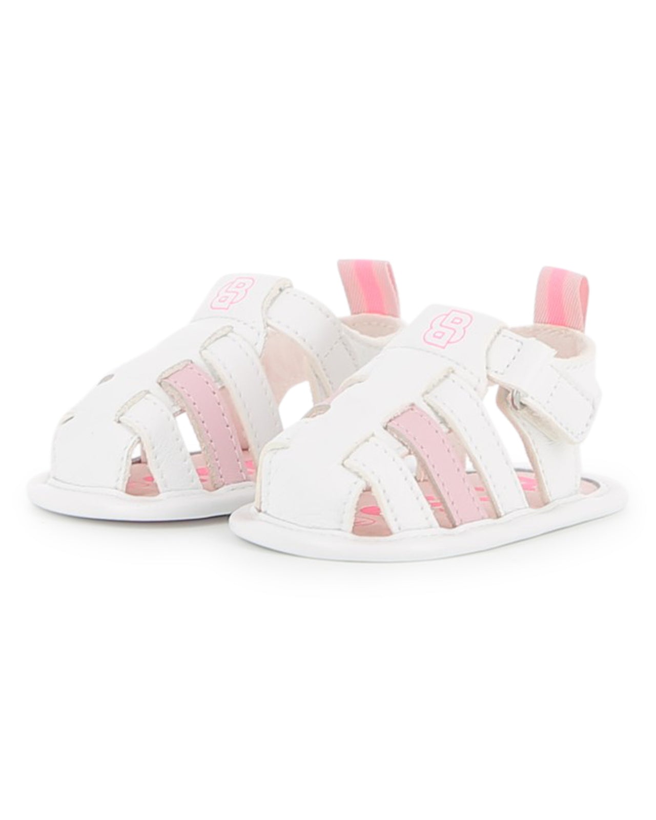 BOSS sandalias para bebé rosacon blanco