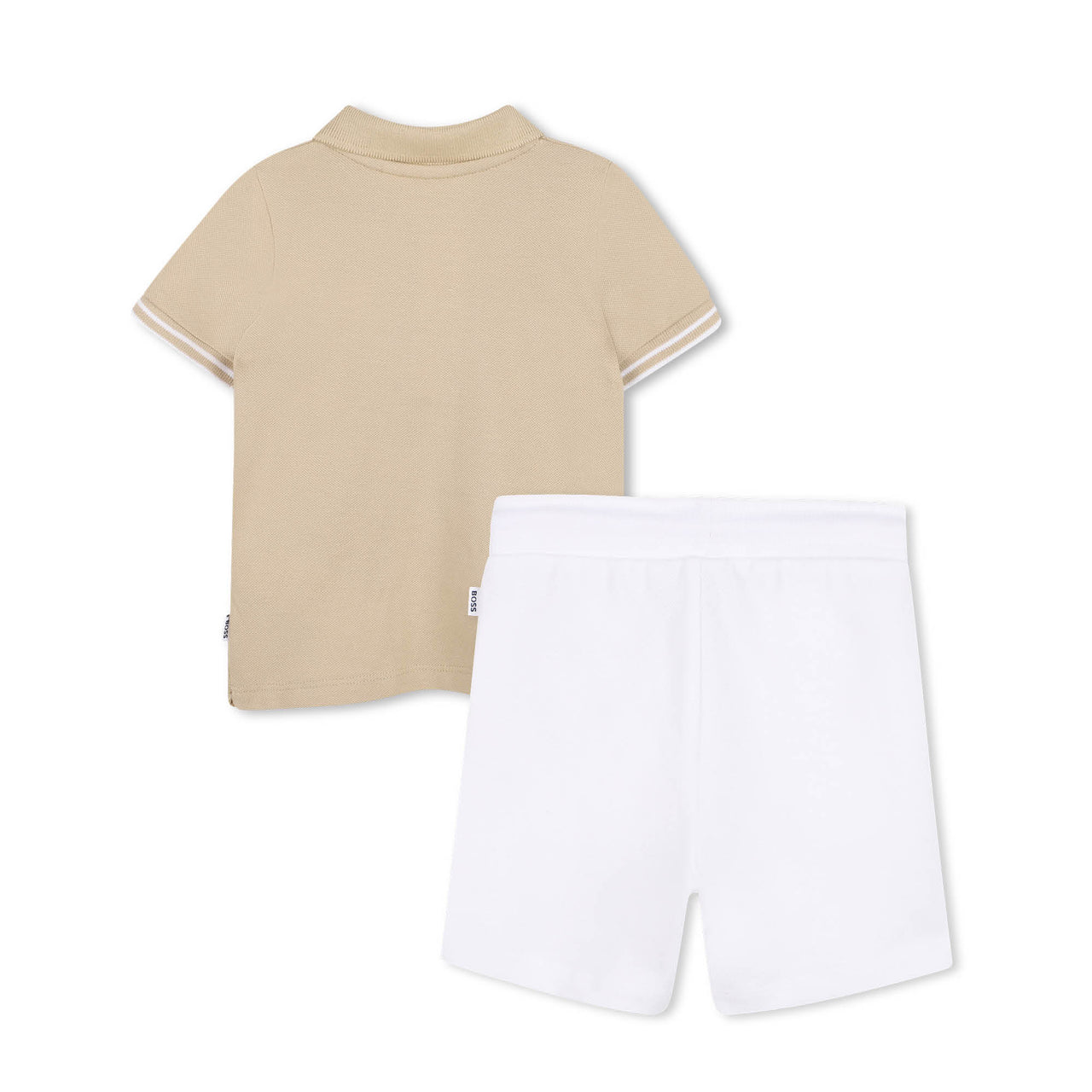 BOSS Set de polo beige bordada y short para bebe