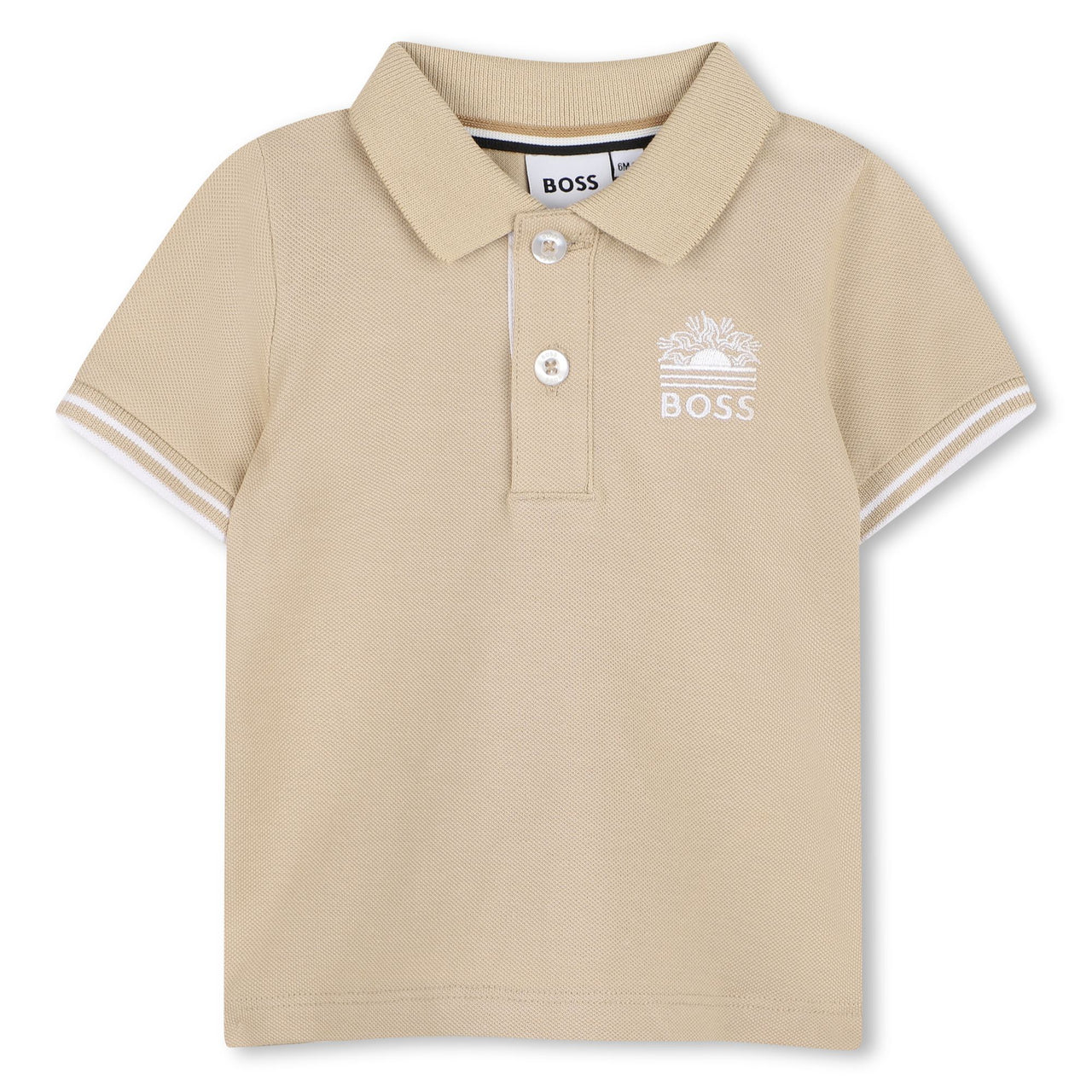 BOSS Set de polo beige bordada y short para bebe