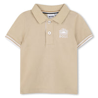 Thumbnail for BOSS Set de polo beige bordada y short para bebe
