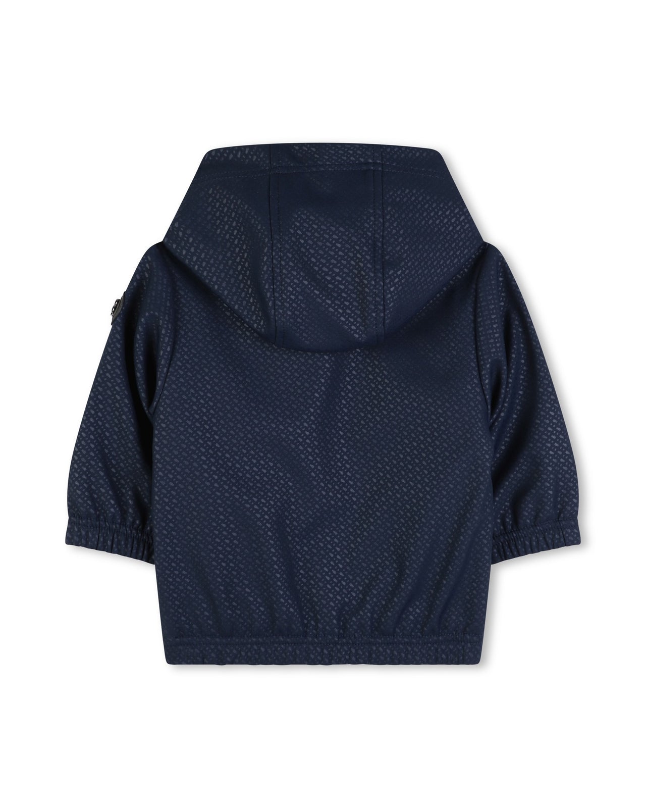 BOSS chamarra para bebe, tipo impermeable, all over logo con capucha y cierre