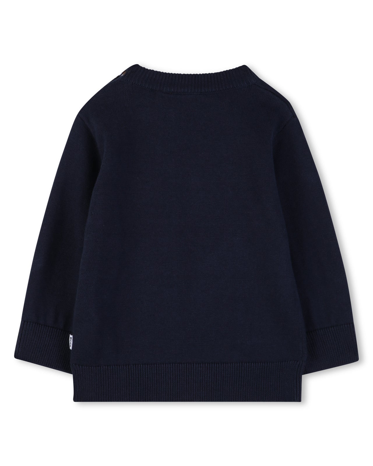 BOSS Sweter azul marino logo al tono