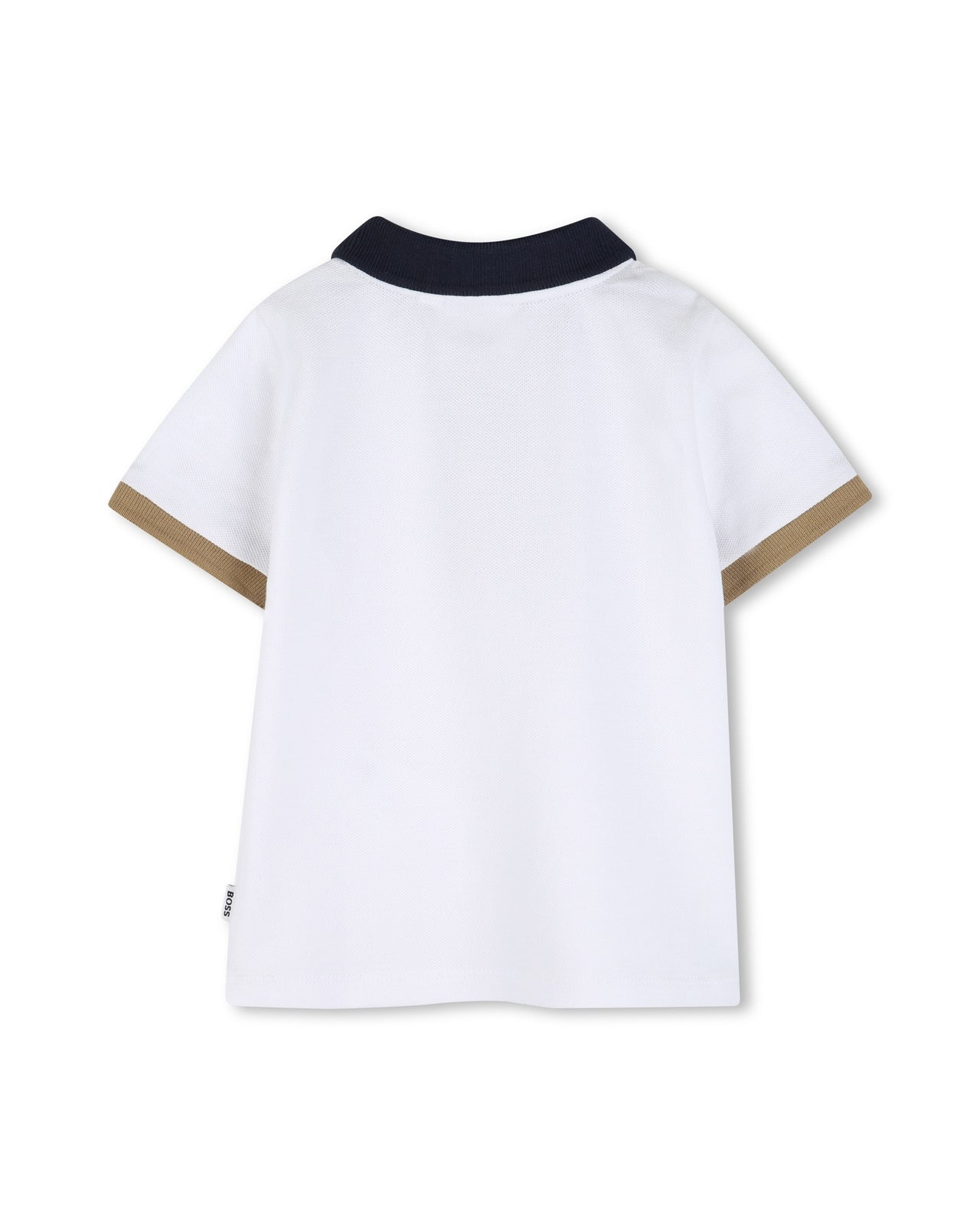 BOSS Playera polo para bebe blanca detalles en cuello y mangas