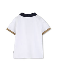 Thumbnail for BOSS Playera polo para bebe blanca detalles en cuello y mangas