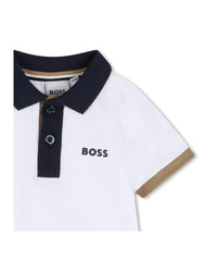 Thumbnail for BOSS Playera polo para bebe blanca detalles en cuello y mangas