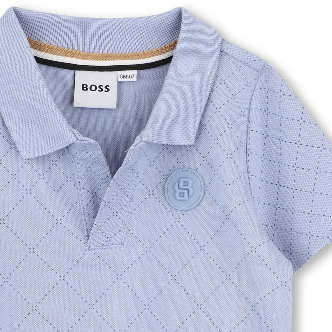 BOSS Playera polo para bebe azul ne logo al tono
