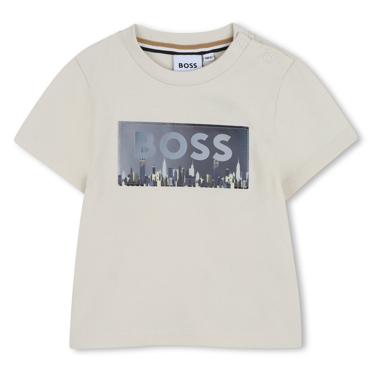 BOSS Playera para bebe Color beige, logo con edificios