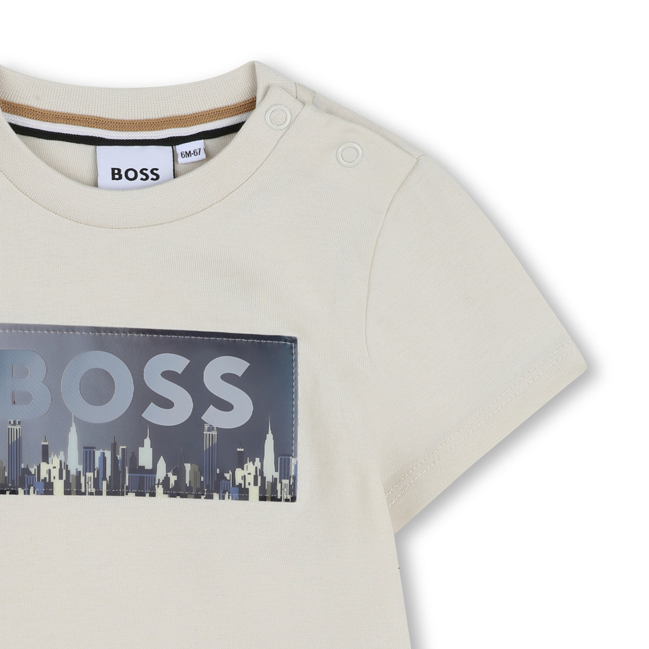 BOSS Playera para bebe Color beige, logo con edificios