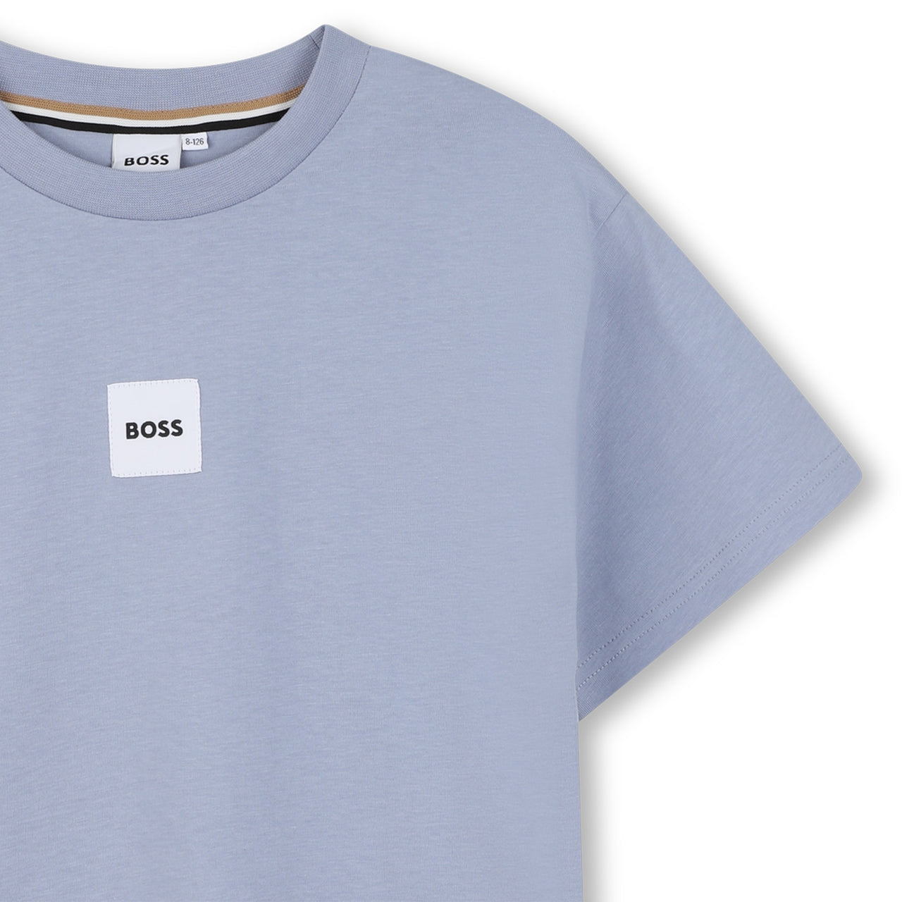BOSS Playera para niño y teen color azul, pequeño logo al frente