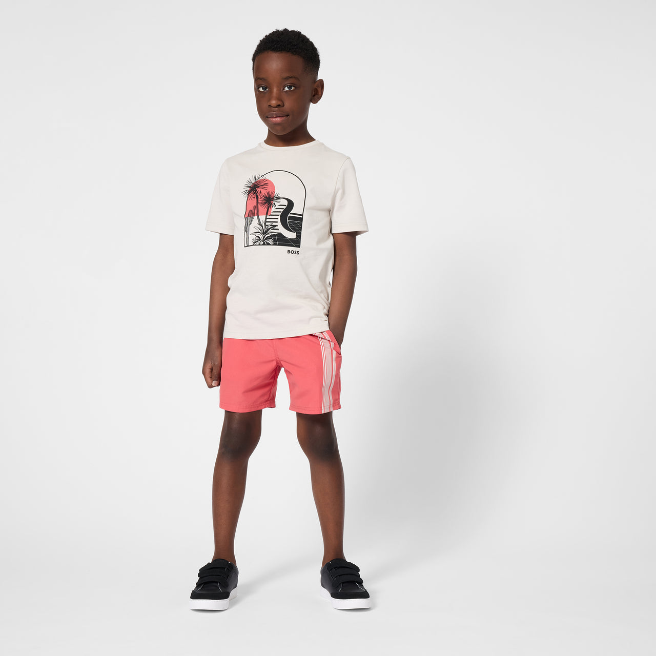 BOSS Traje de baño para niño y Teen ajustable color coral