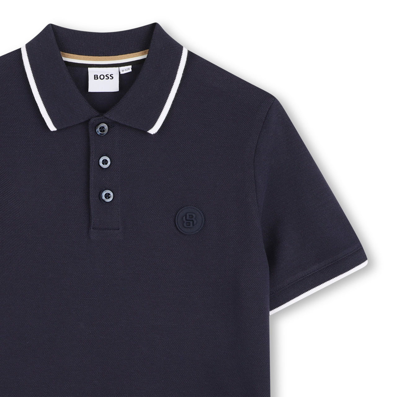 BOSS Playera polo para niño y teen, detalles en manga y cuello new logo al tono
