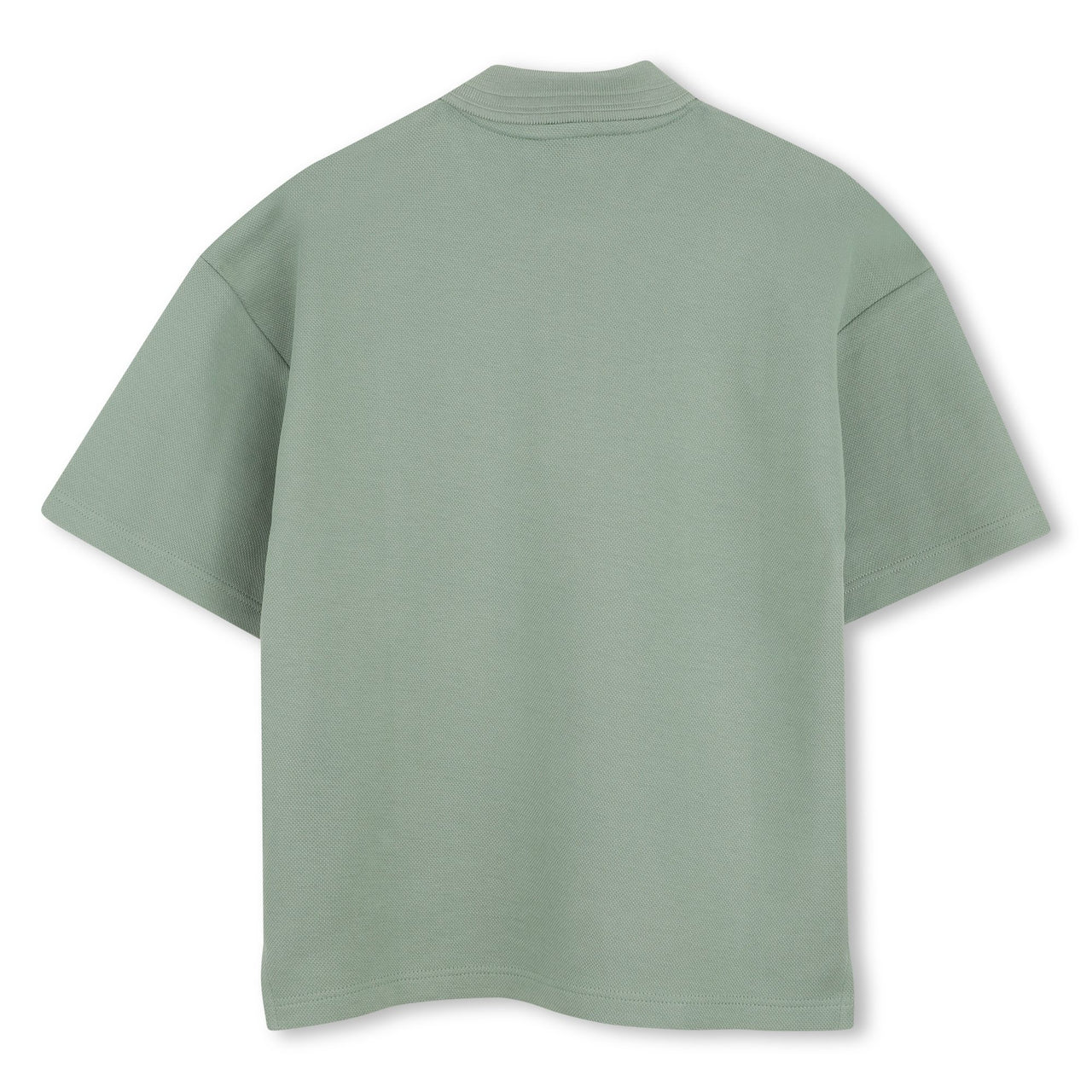 BOSS Playera polo para niño y teen, verde olivo detalles en manga y cuello logo collage