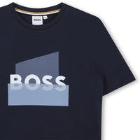 Thumbnail for BOSS Playera para niño y teen color marino, gran estampado al frente