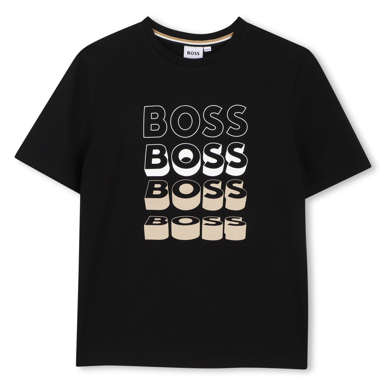 BOSS Playera para niño y teen color negro, multilogo