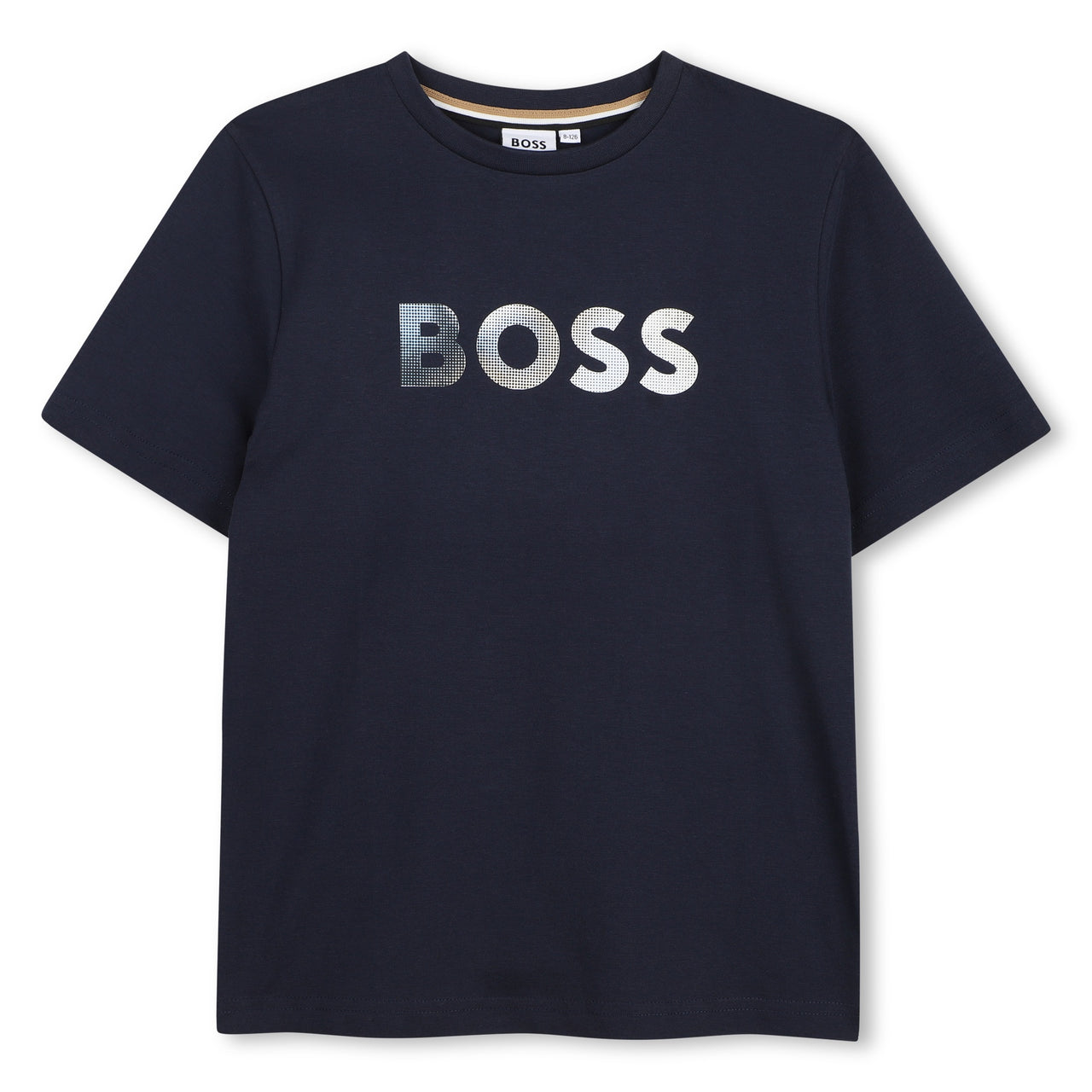 BOSS Playera para niño y teen color marino, logo brillante
