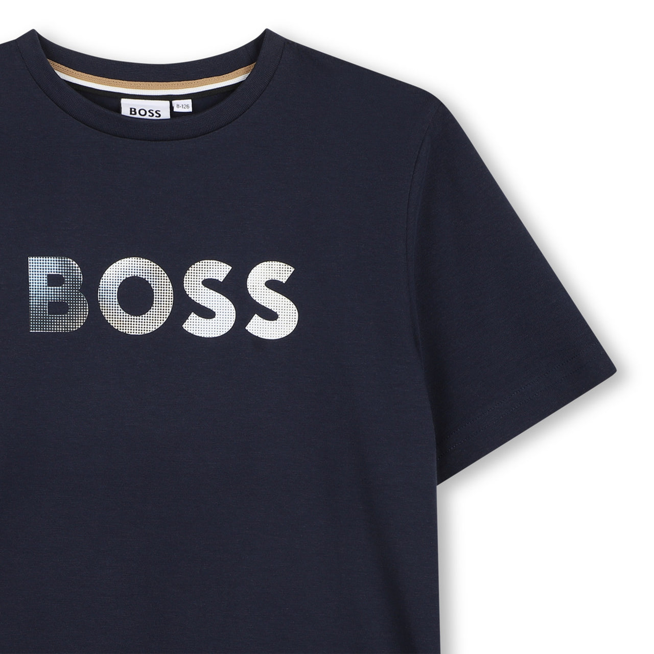 BOSS Playera para niño y teen color marino, logo brillante