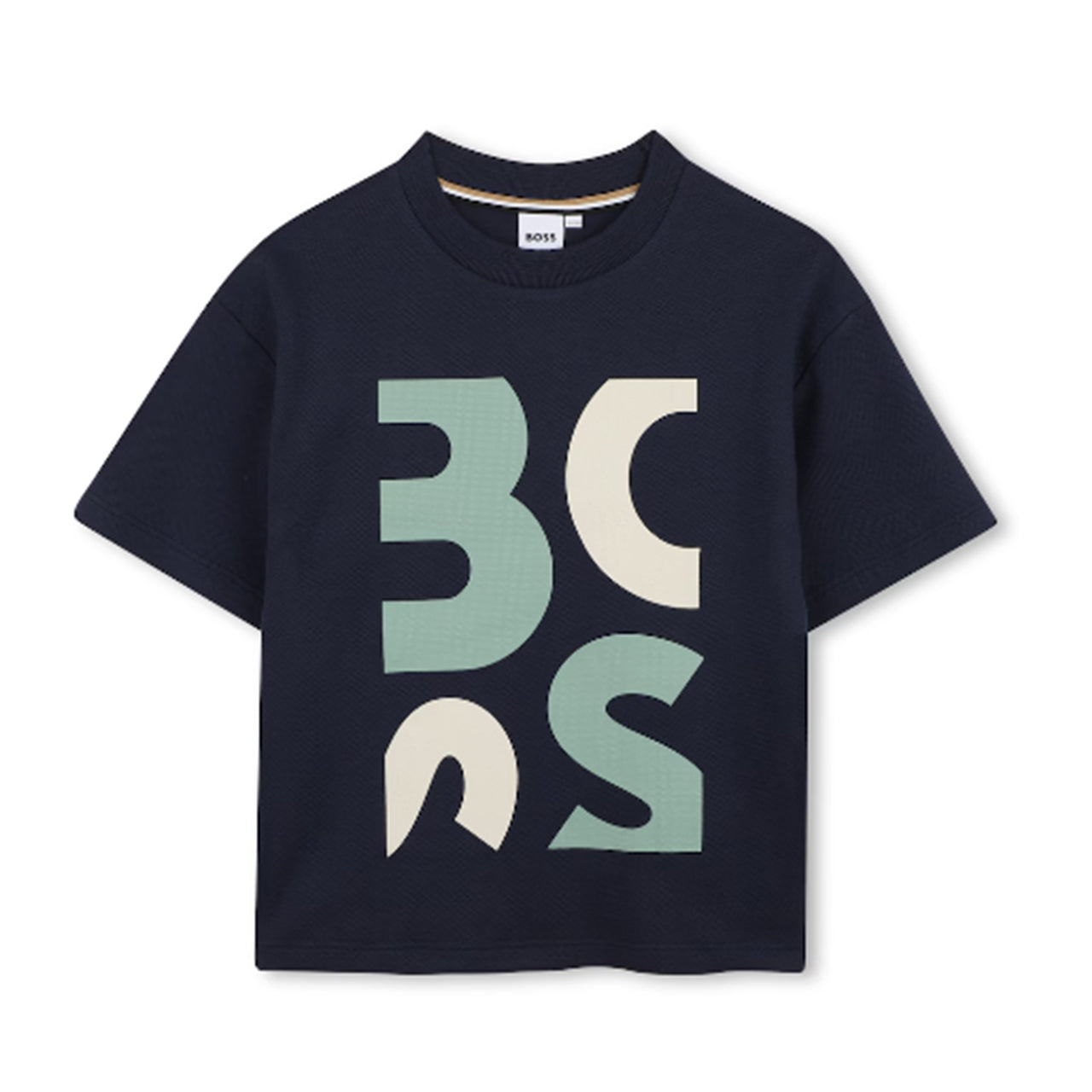 BOSS Playera para niño y teen, Color azul marino, big logo collage