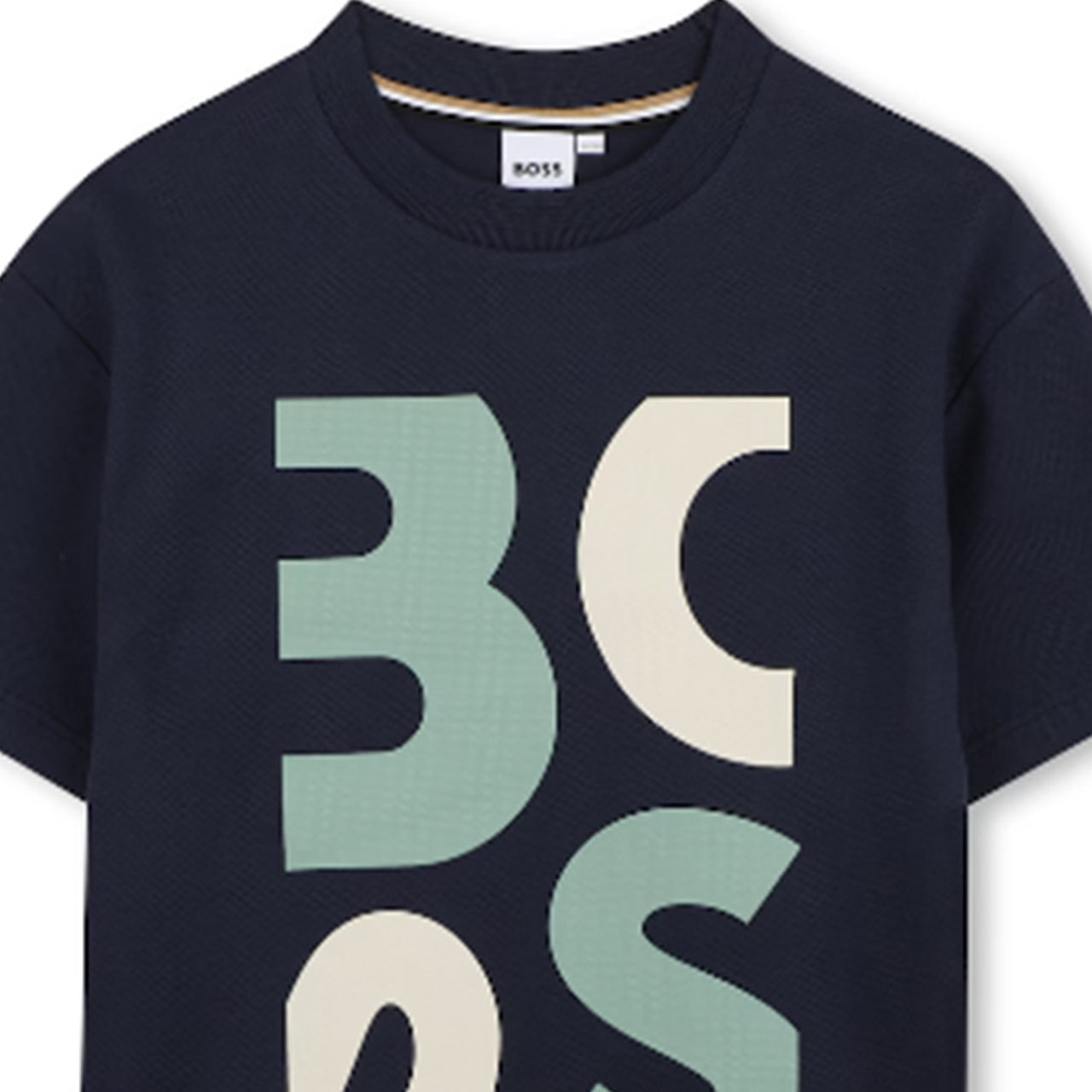 BOSS Playera para niño y teen, Color azul marino, big logo collage